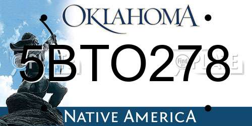 5BTO278 Oklahoma License Plate