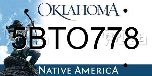 5BTO778 Oklahoma License Plate