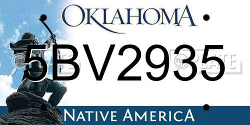 5BV2935 Oklahoma License Plate