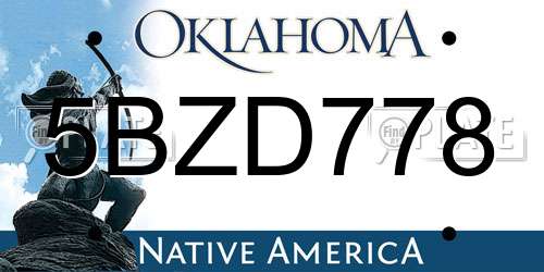 5BZD778 Oklahoma License Plate