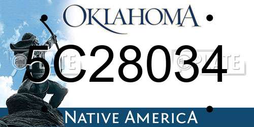 5C28034 Oklahoma License Plate