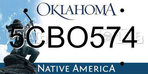 5CBO574 Oklahoma License Plate