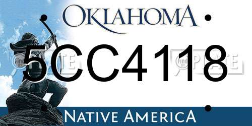 5CC4118 Oklahoma License Plate