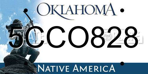 5CCO828 Oklahoma License Plate