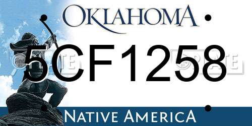 5CF1258 Oklahoma License Plate