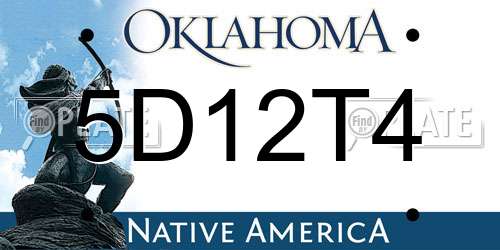 5D12T4 Oklahoma License Plate