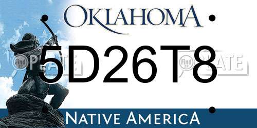5D26T8 Oklahoma License Plate
