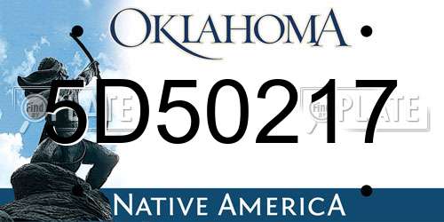 5D50217 Oklahoma License Plate