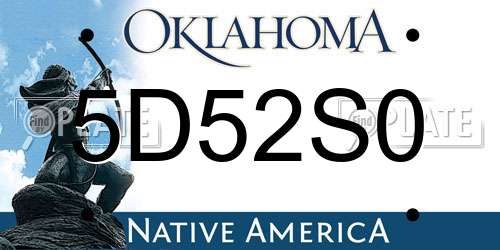 5D52S0 Oklahoma License Plate