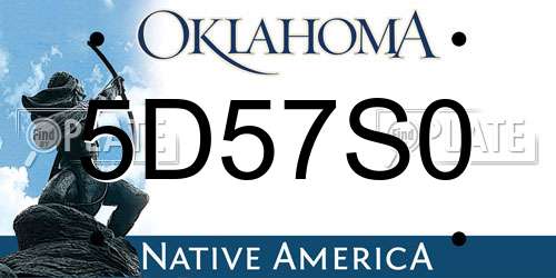 5D57S0 Oklahoma License Plate