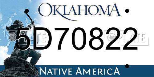 5D70822 Oklahoma License Plate