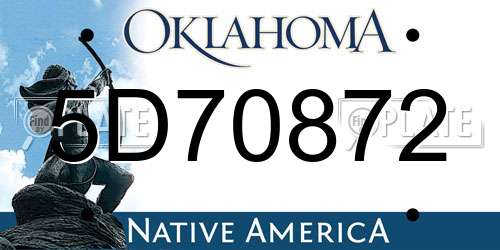 5D70872 Oklahoma License Plate