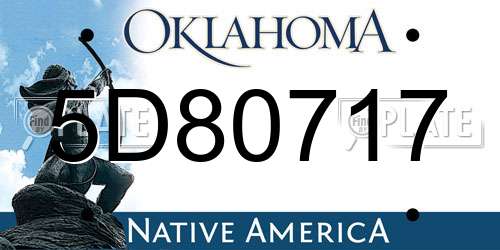 5D80717 Oklahoma License Plate