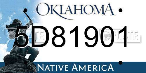 5D81901 Oklahoma License Plate