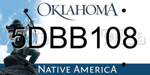 5DBB108 Oklahoma License Plate