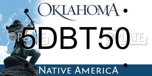 5DBT50 Oklahoma License Plate