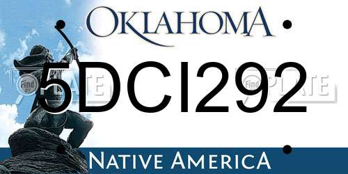 5DCI292 Oklahoma License Plate