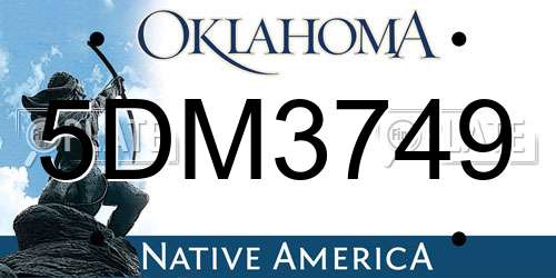 5DM3749 Oklahoma License Plate