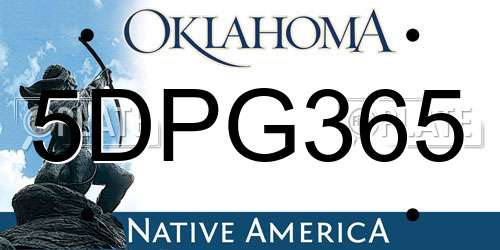 5DPG365 Oklahoma License Plate