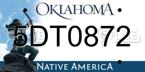 5DT0872 Oklahoma License Plate