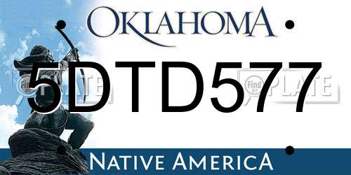 5DTD577 Oklahoma License Plate