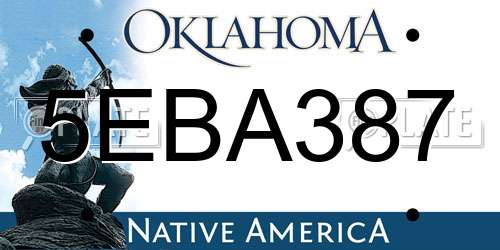 5EBA387 Oklahoma License Plate