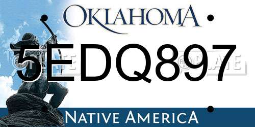 5EDQ897 Oklahoma License Plate