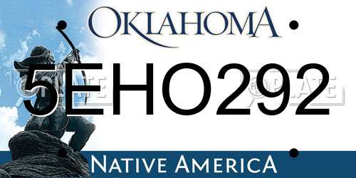 5EHO292 Oklahoma License Plate
