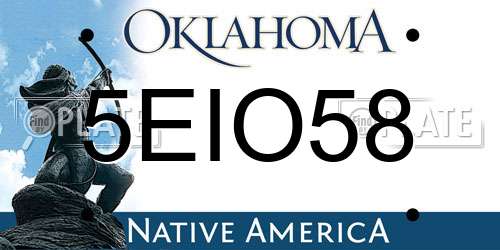 5EIO58 Oklahoma License Plate