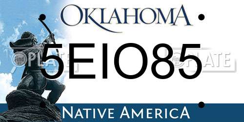 5EIO85 Oklahoma License Plate