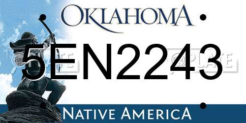 5EN2243 Oklahoma License Plate