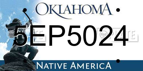 5EP5024 Oklahoma License Plate