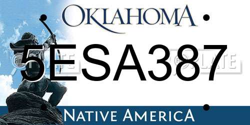 5ESA387 Oklahoma License Plate