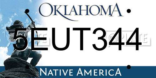 5EUT344 Oklahoma License Plate