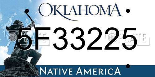5F33225 Oklahoma License Plate