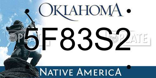 5F83S2 Oklahoma License Plate