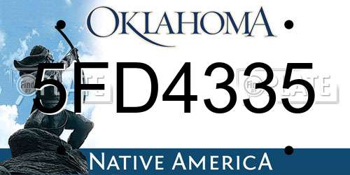 5FD4335 Oklahoma License Plate