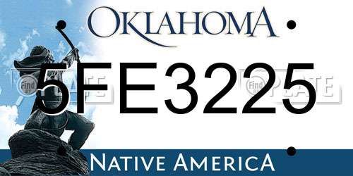 5FE3225 Oklahoma License Plate