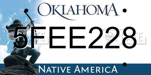 5FEE228 Oklahoma License Plate