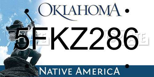 5FKZ286 Oklahoma License Plate