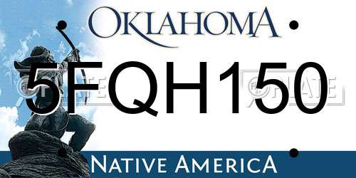 5FQH150 Oklahoma License Plate