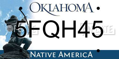 5FQH45 Oklahoma License Plate