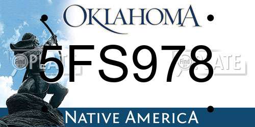 5FS978 Oklahoma License Plate