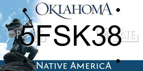 5FSK38 Oklahoma License Plate