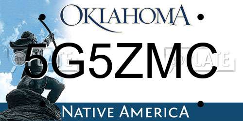 5G5ZMC Oklahoma License Plate