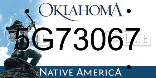 5G73067 Oklahoma License Plate