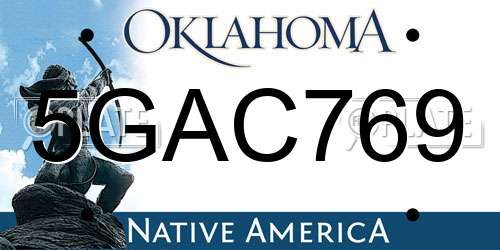5GAC769 Oklahoma License Plate