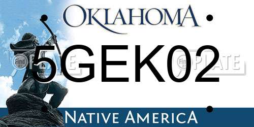5GEK02 Oklahoma License Plate