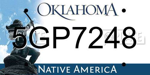 5GP7248 Oklahoma License Plate