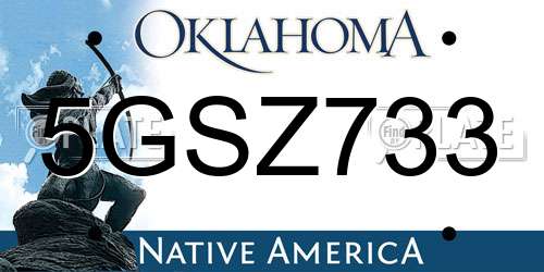 5GSZ733 Oklahoma License Plate